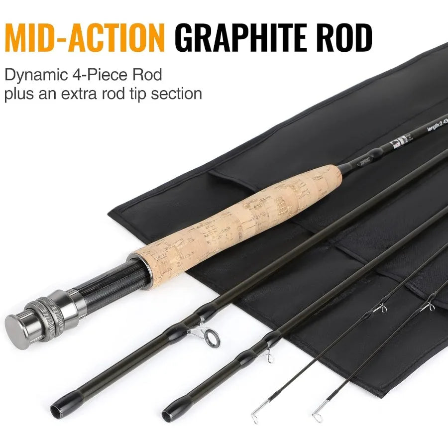 Ultra Portable Graphite Fly Fishing Rod And Reel Starter Kit