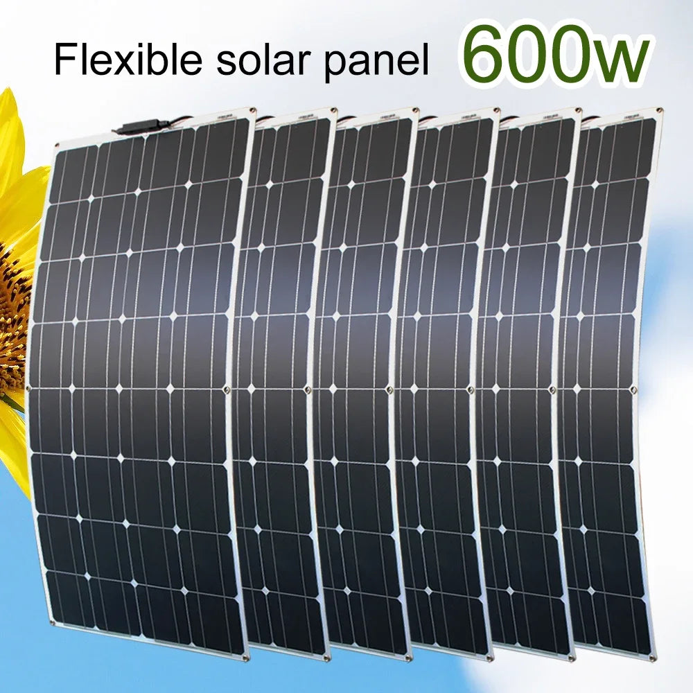 ASUNERGE Flexible Monocrystalline Waterproof Solar Panel for RVs and Boats