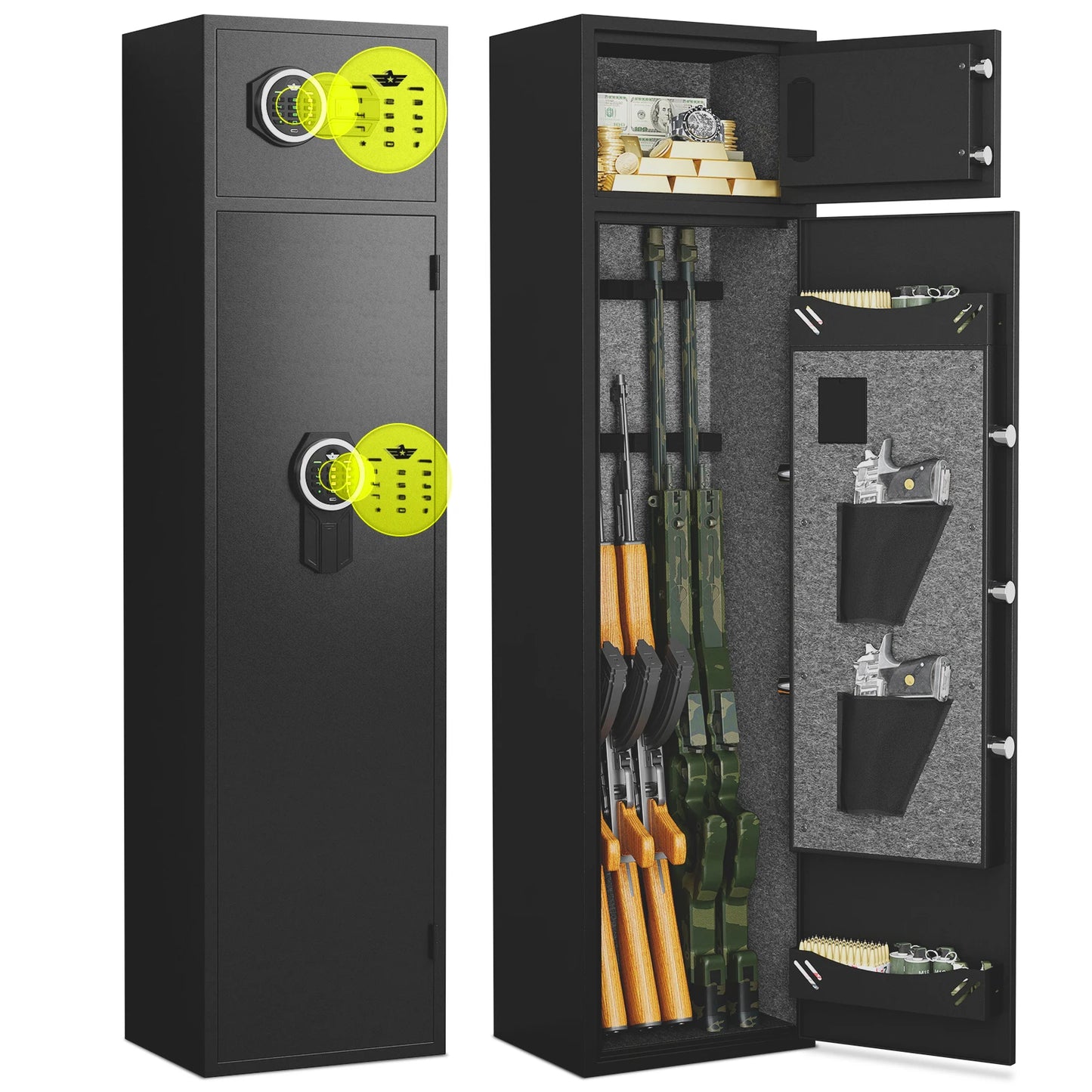 Kavey 2 In 1 Gun Safe With Adjustable Racks Pistol