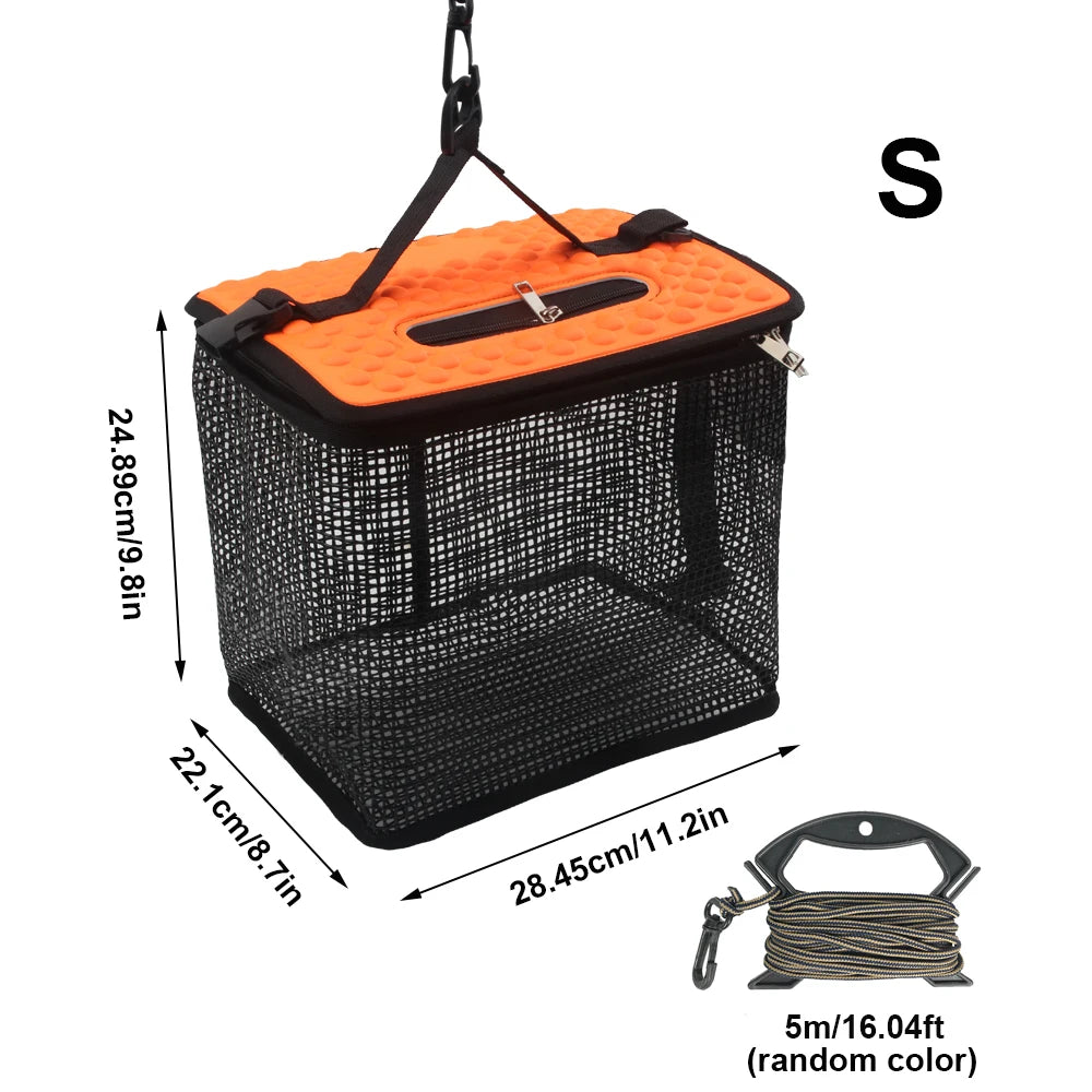 Floating Fish Basket Collapsible Minnow Bucket Portable Mesh For Catching Fish