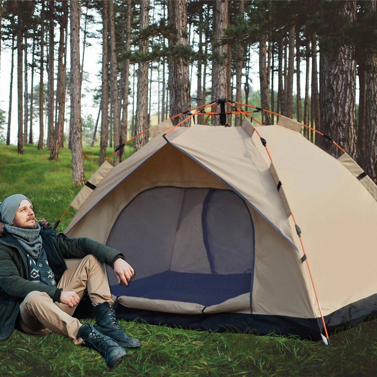 Pakicetus Outdoor Automatic Quick Opening Tent Rainproof Sunproof Two Doors