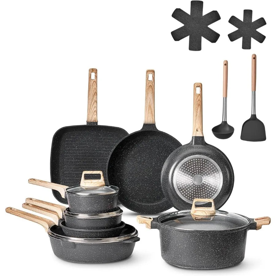 High Concerned Chemical 19 Piece Pots And Pans Nonstick Set