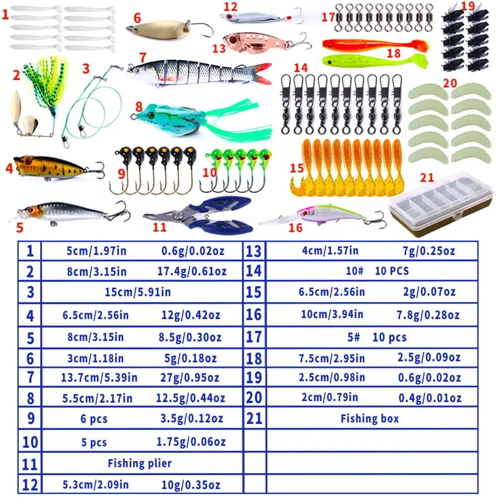 Shunmaii Mixed Fishing Lures Kit Soft and Hard Bait Set Tackle Box