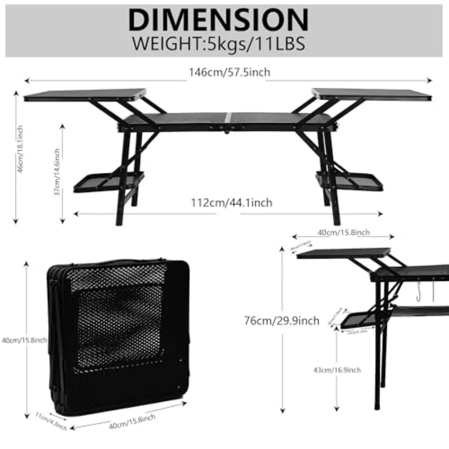 Camping Folding Tailgate Grill Table With Mesh Net