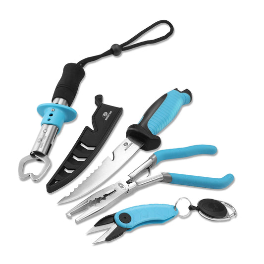 Workpro Mossy Oak 4pc Fishing Tool Kit Pliers Fillet Knife Gripper Snip