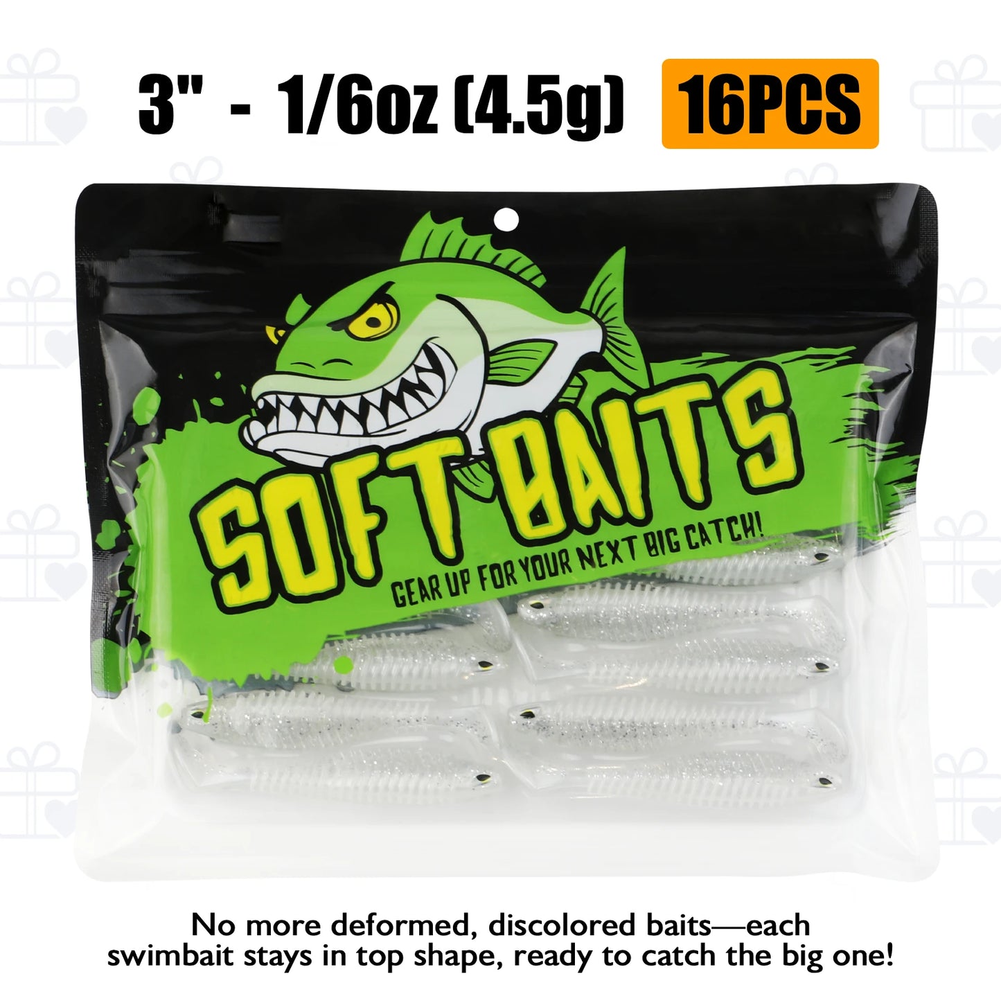 DOVESUN Paddle Tail Swimbaits Set for Bass Trout Crappie Walleye