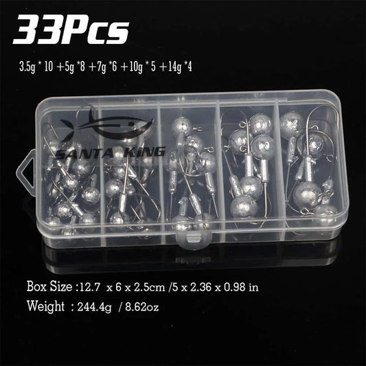 SantaKing Jig Heads 33 70 Pcs Crappie Jigs Unpainted Round Ball