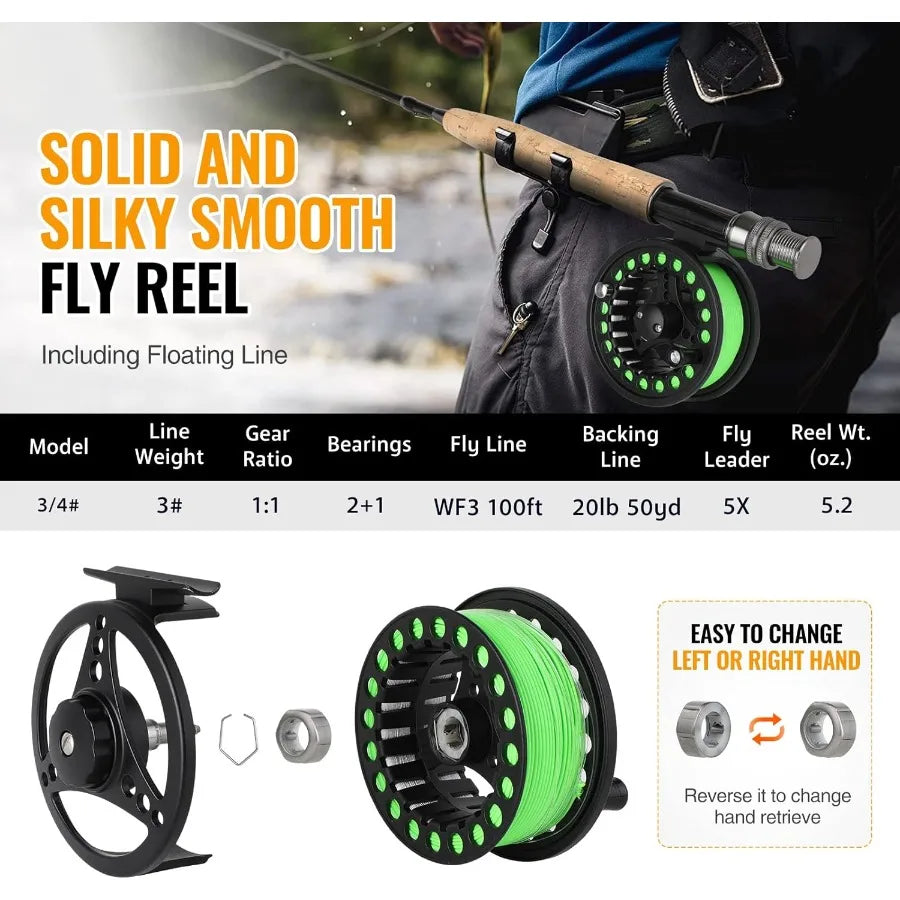 Ultra Portable Graphite Fly Fishing Rod And Reel Starter Kit