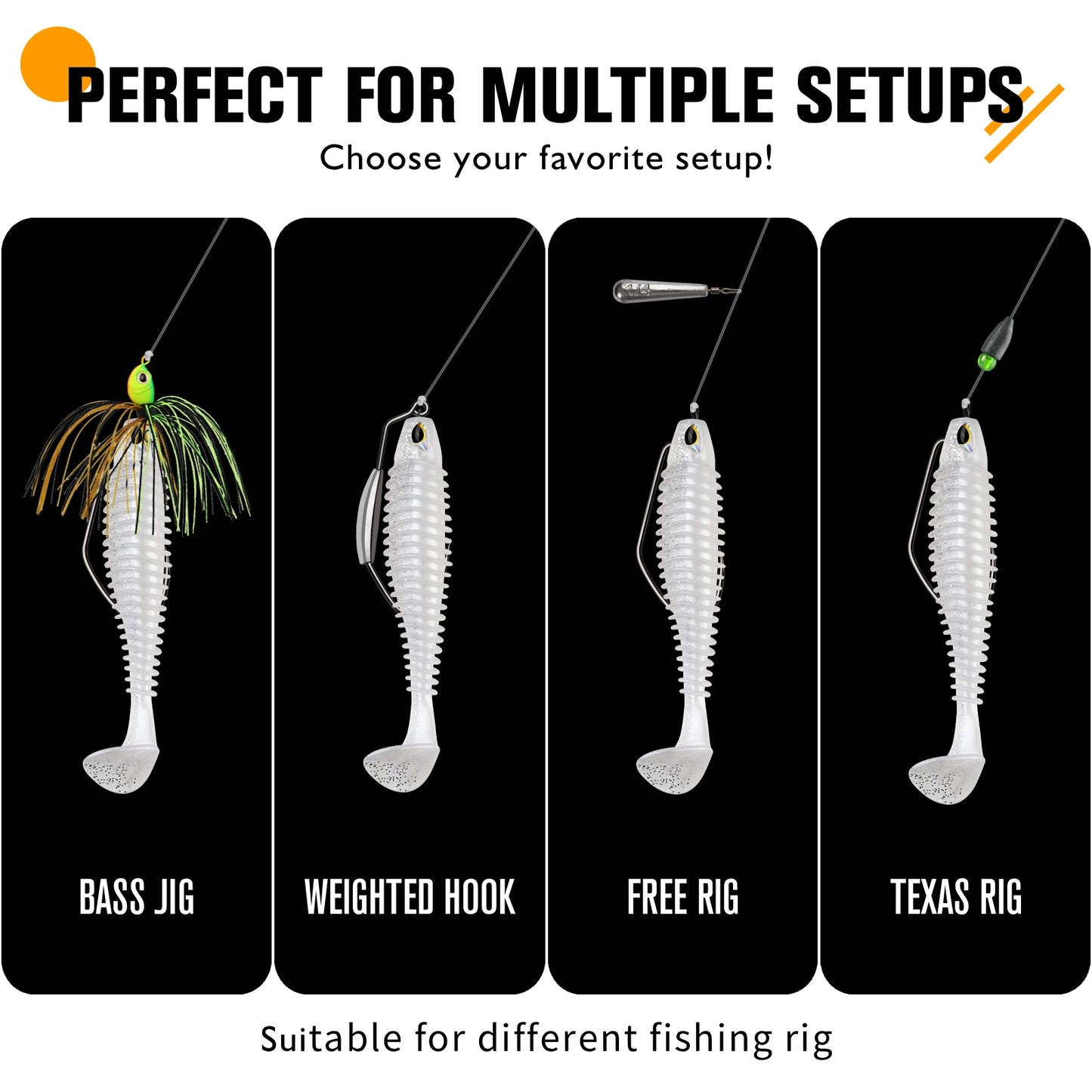 DOVESUN Paddle Tail Swimbaits Set for Bass Trout Crappie Walleye