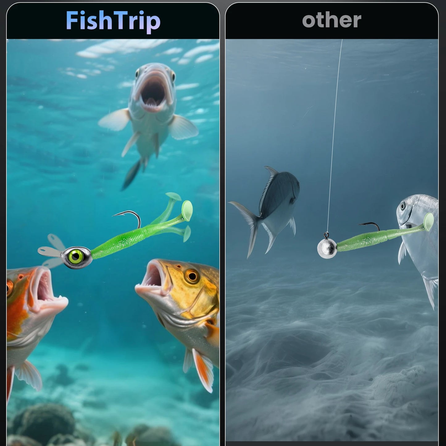 FishTrip Jig Heads 10Pcs Anti Snag Minnow Swing Hooks