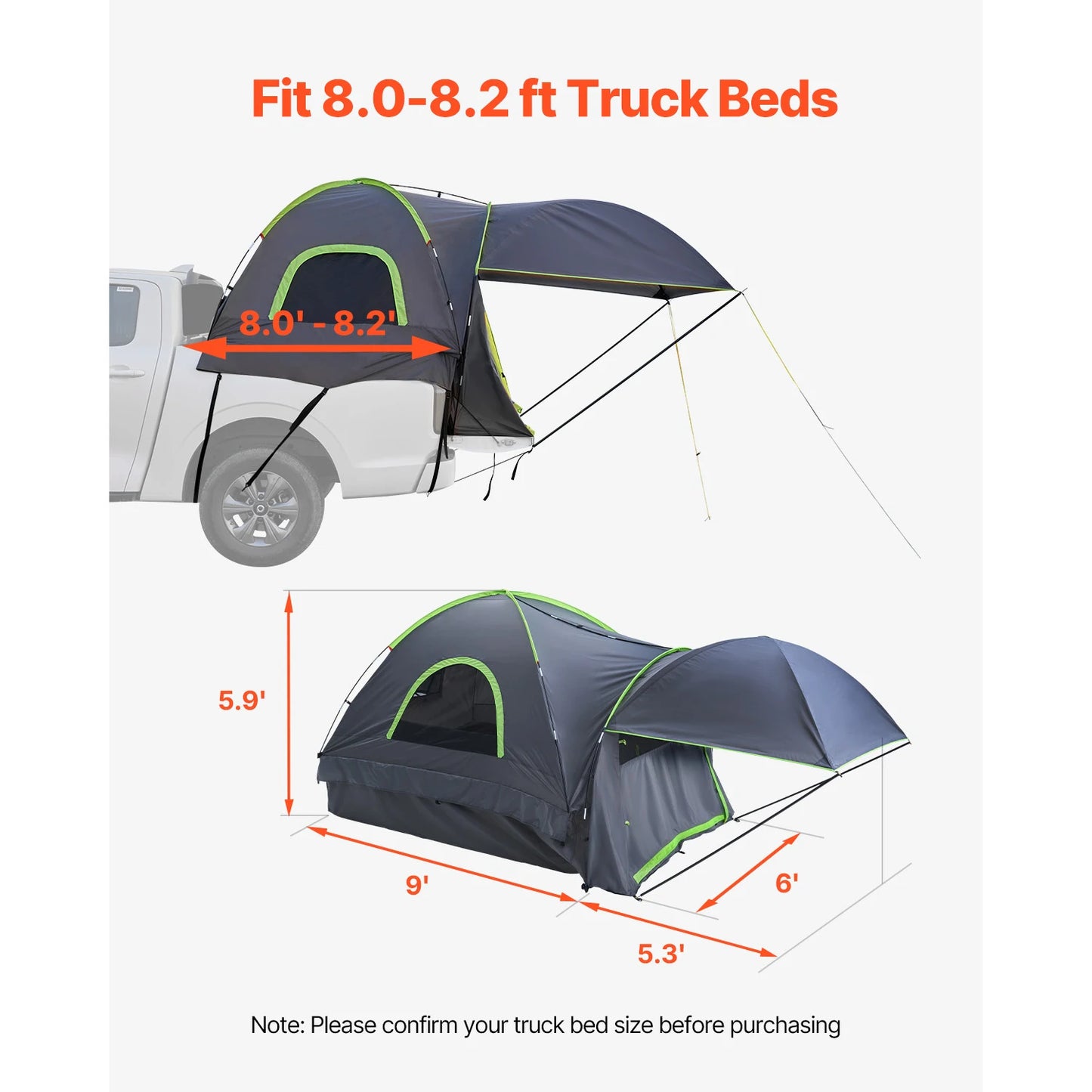 SucceBuy Pickup Truck Tent Camping Waterproof PU2000