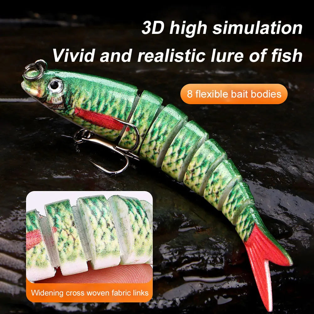 Alloet 5Pcs Jointed Swimbait Lures With Treble Hooks Sinking Crankbait