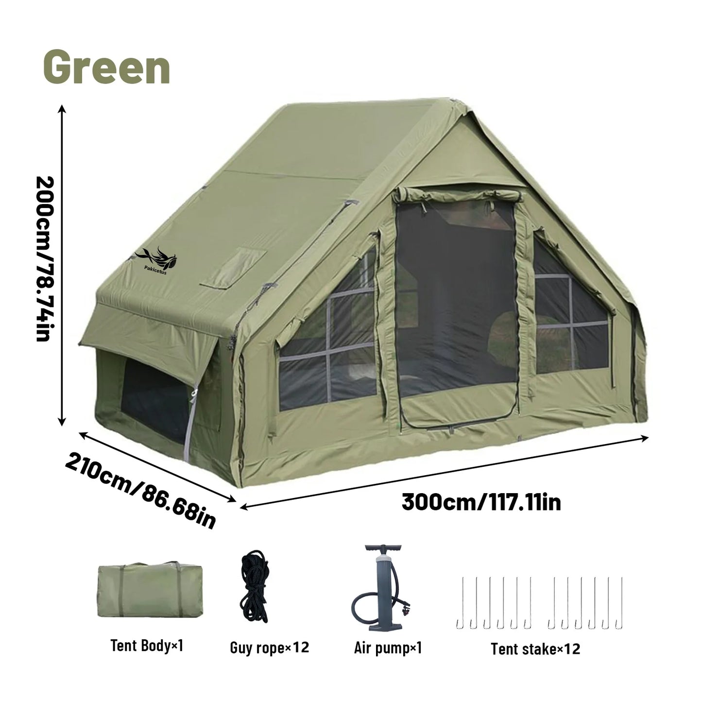 Pakicetus Inflatable Tent With Skylight Quick Setup 4 To 6 People