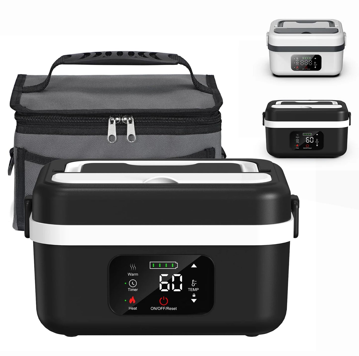 Feature Wireless Heated Lunch Box 8000mAh Battery 60W 1L