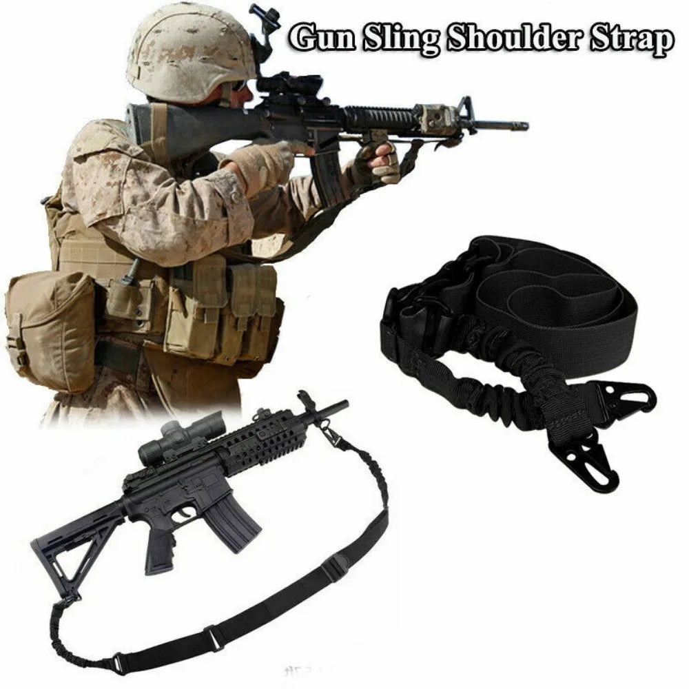Two Points Rifle Sling With Length Adjuster And Metal Hook