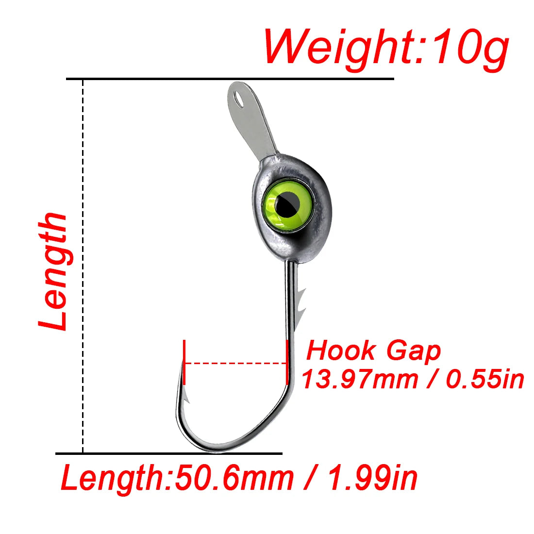 FishTrip Jig Heads 10Pcs Anti Snag Minnow Swing Hooks