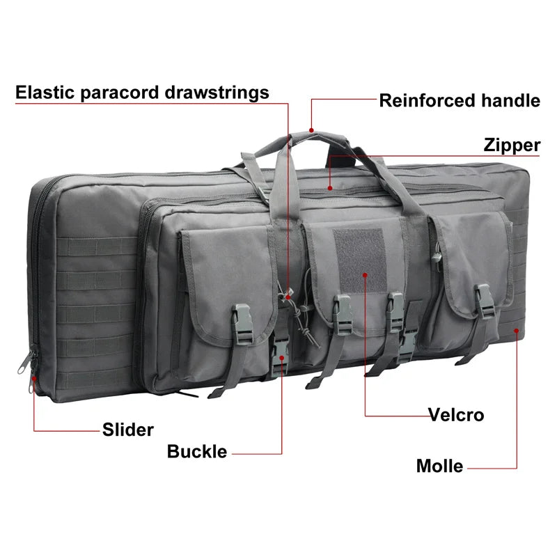 LQARMY Tactical Double Rifle Case with Molle Bag Sniper