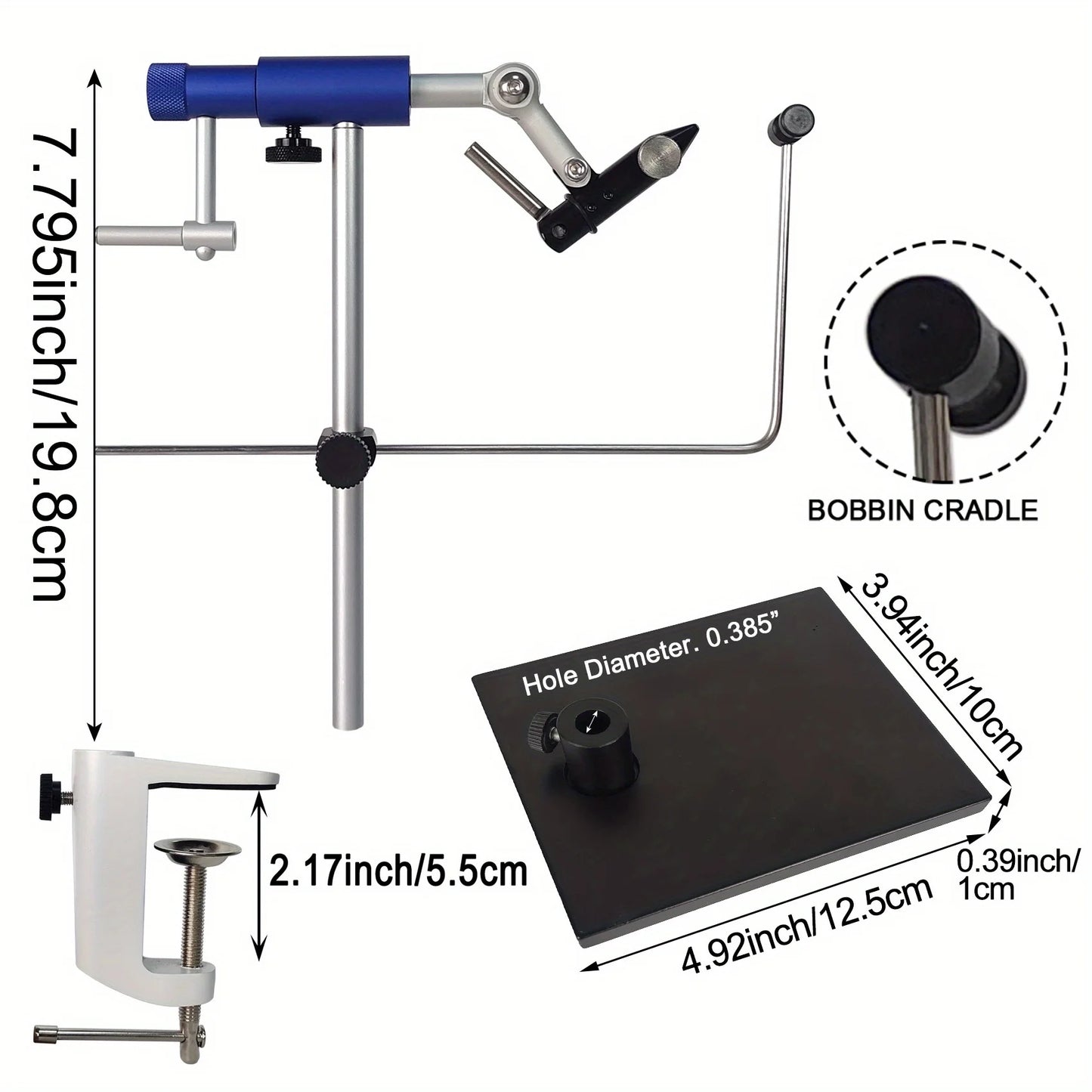 Aventik 360 Degree Rotatable Fly Tying Vise With Aluminum Base