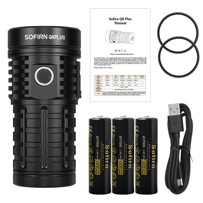 Sofirn Q8 Plus 16000 Lumen USB C Rechargeable Anduril 2.0 Flashlight