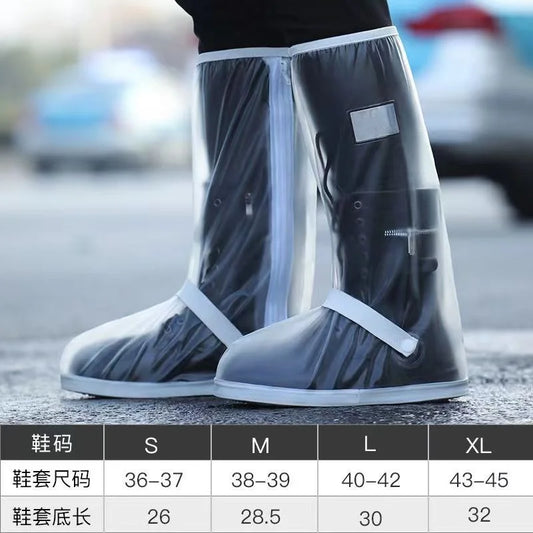 Rain Boot Shoe Cover Black Waterproof with Reflector High Top Clear Shoes Dust Covers for Motorcycle Bike Rain Cover Men Women