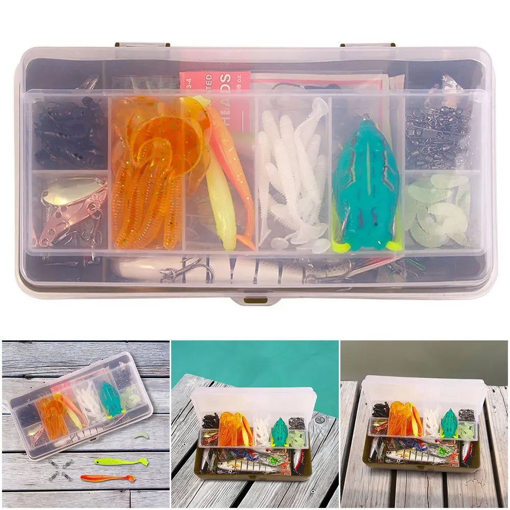 Shunmaii Mixed Fishing Lures Kit Soft and Hard Bait Set Tackle Box
