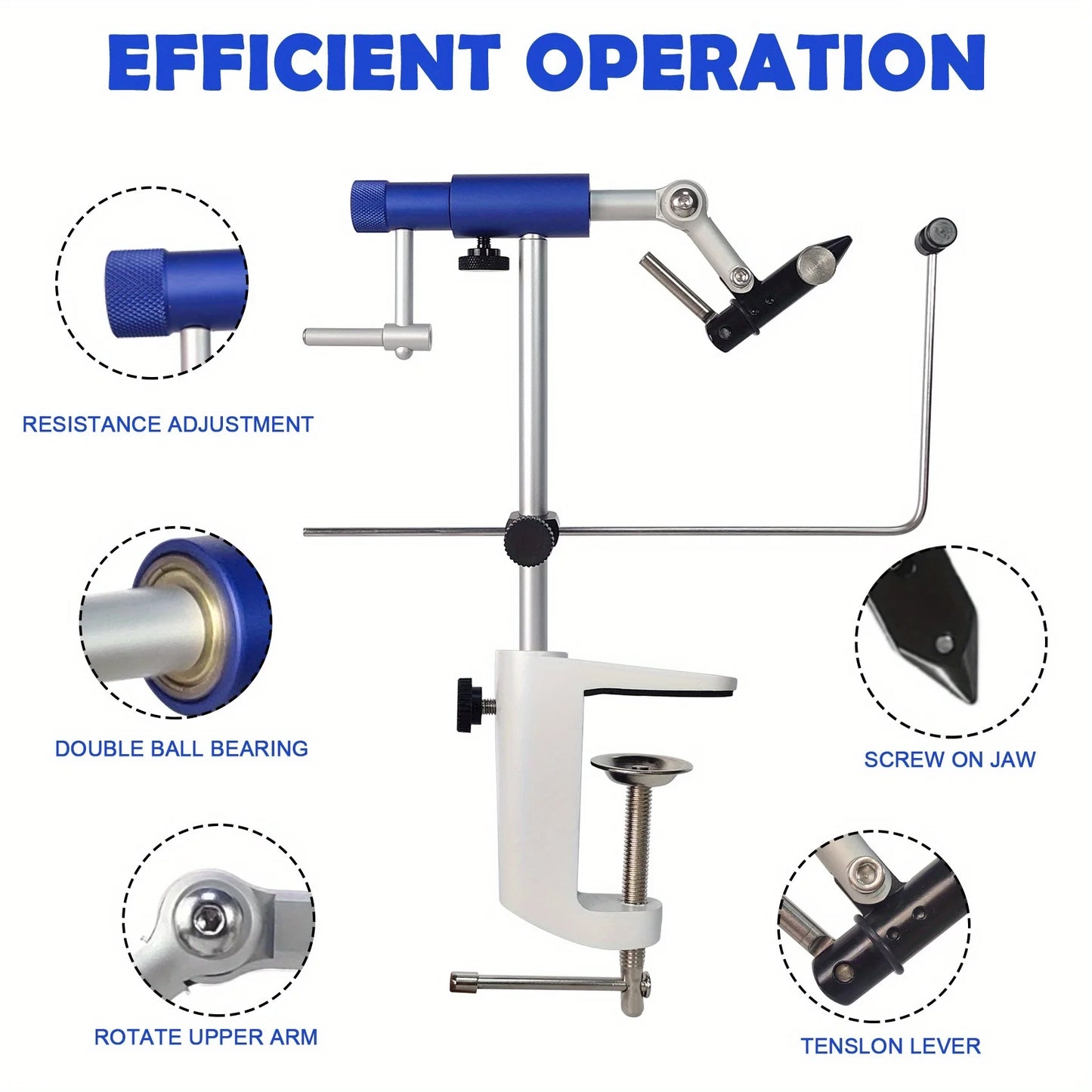 Aventik 360 Degree Rotatable Fly Tying Vise With Aluminum Base