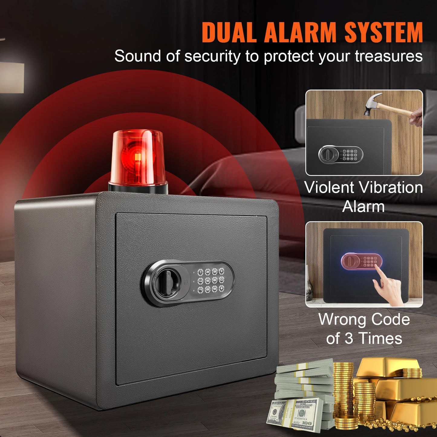 SucceBuy 1.2Cubic Feet Electronic Safe Deposit Safe Box W/ Digital Access & Override Keys for Money Gun Jewelry Document Home