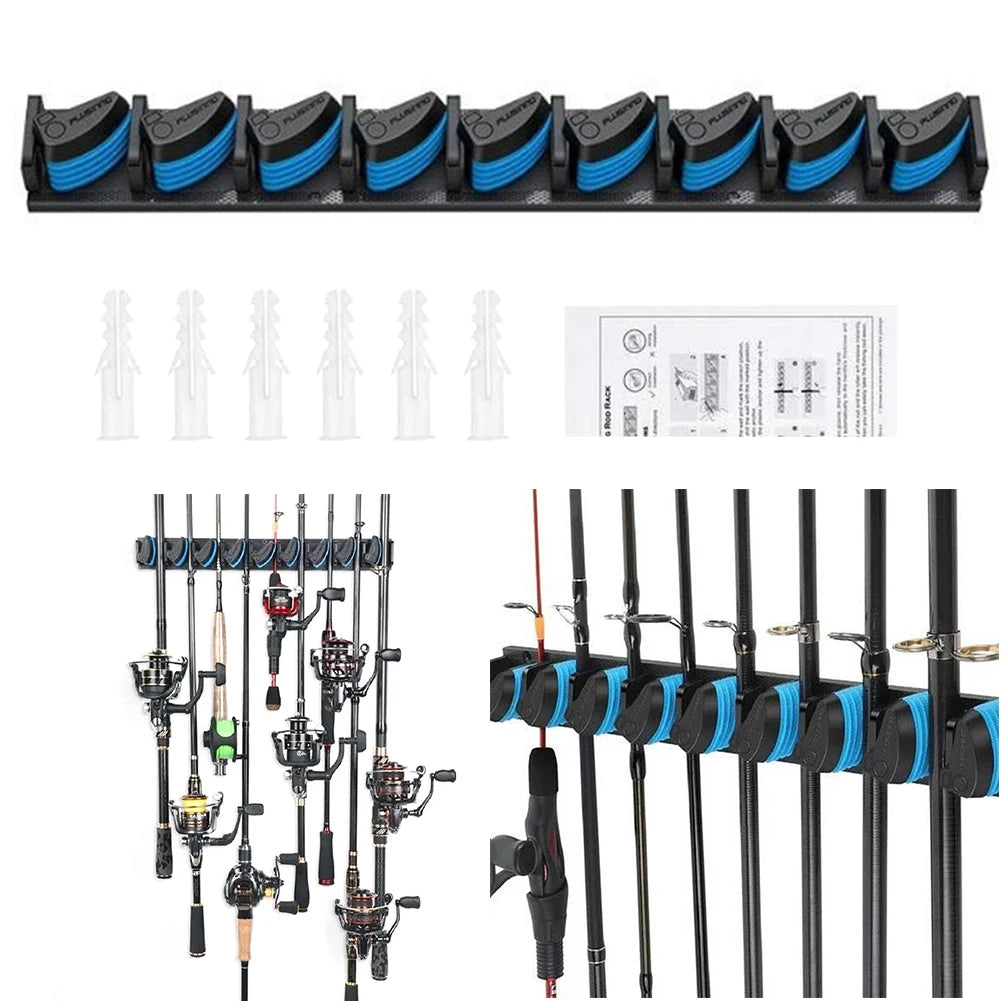 Hign-concerned Wall Mounted Fishing Rod Holder For 9 Rods