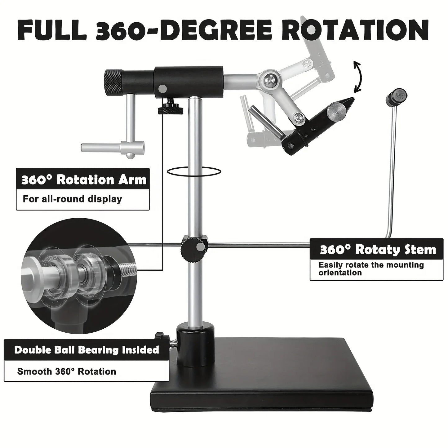 Aventik 360 Degree Rotatable Fly Tying Vise With Aluminum Base