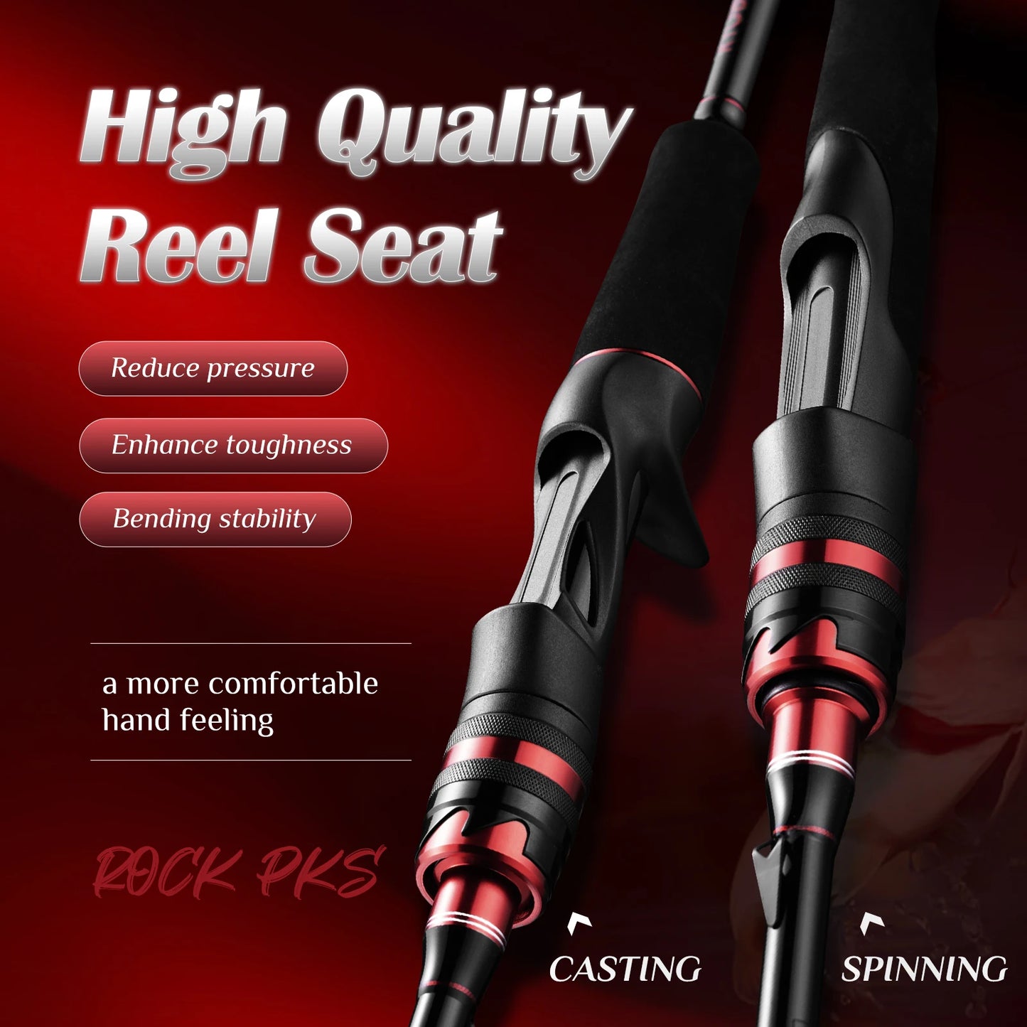 Rooblinos Rock Lure Fishing Rod Three Section Carbon Fiber Spinning