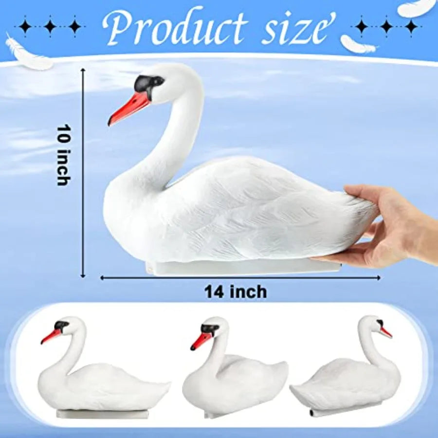 Deekin 2 Pieces Swan Decoy Pond Decoration Goose Decoys Hunting Floating Deterrent Garden Pond Decoration for Fields or Float o