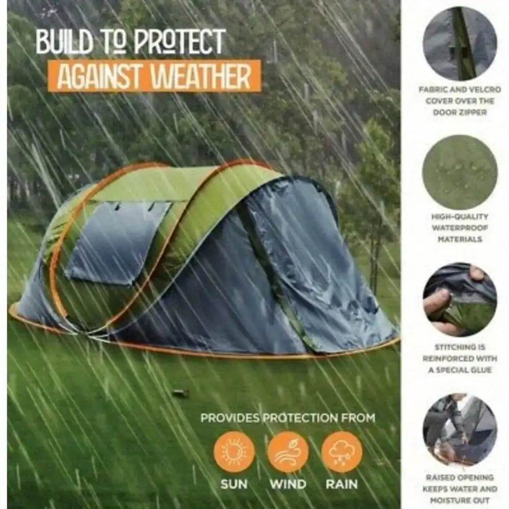 Camping Tent Two Door Pop Up Waterproof UPF50 Set Up