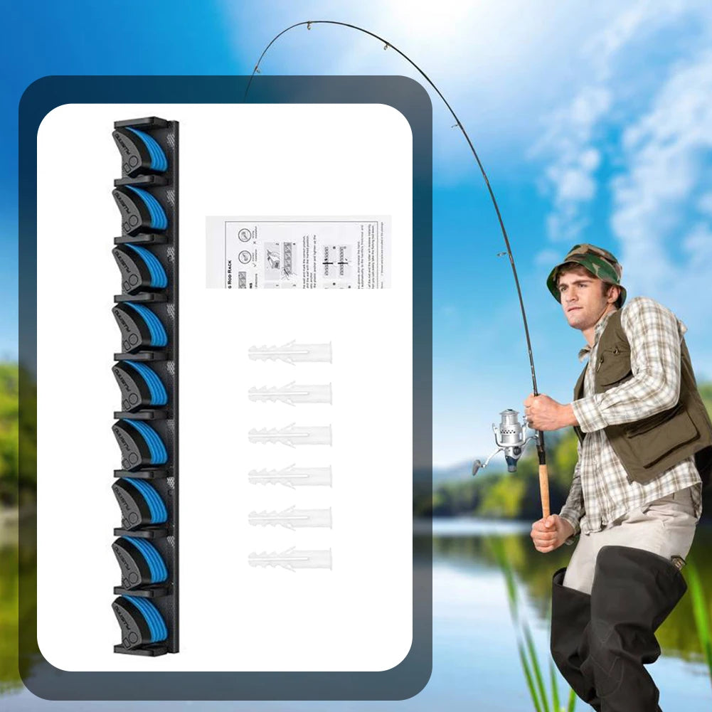 Hign-concerned Wall Mounted Fishing Rod Holder For 9 Rods
