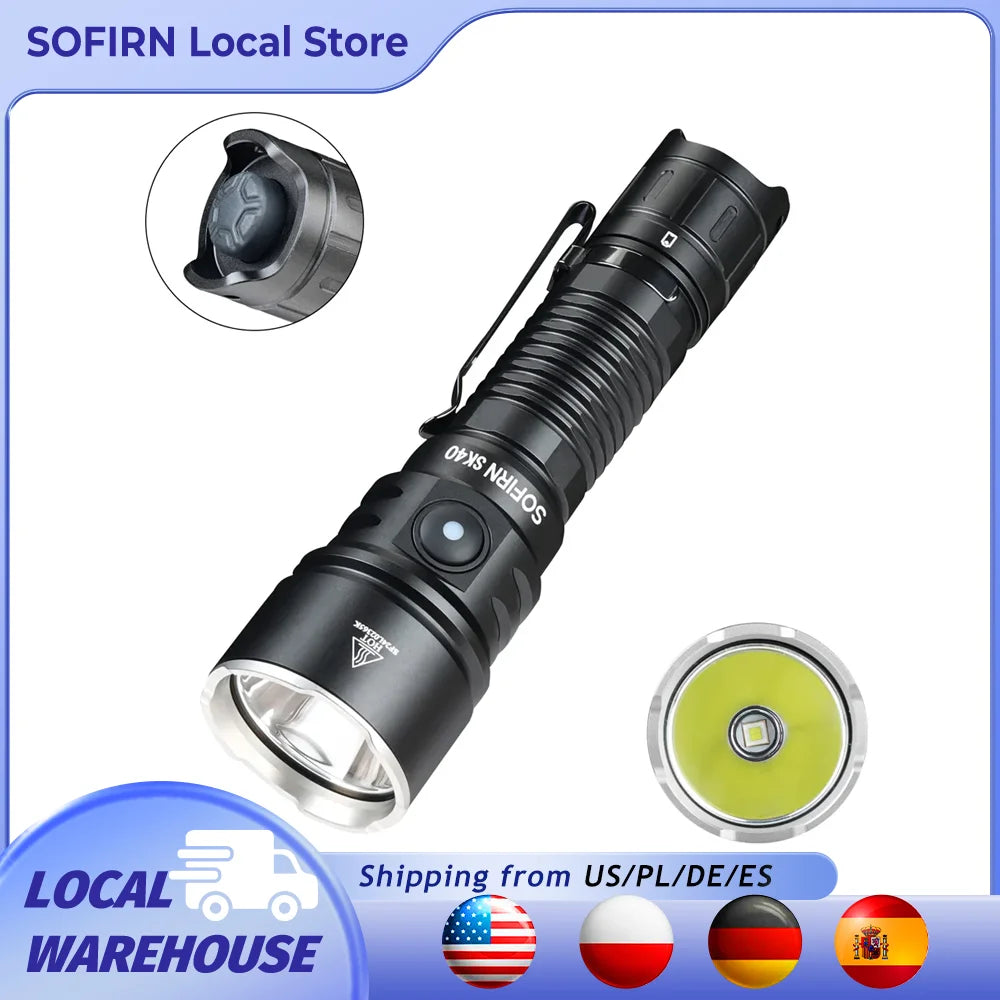 Sofirn SK40 SFT70 LED 3200lm Tactical Flashlight 21700 Rechargeable