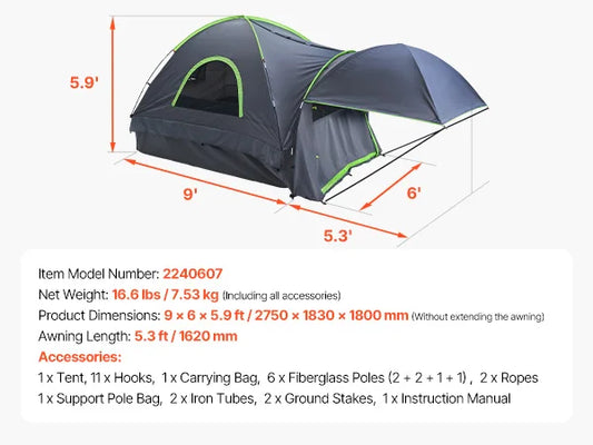 SucceBuy Pickup Truck Tent Camping Waterproof PU2000