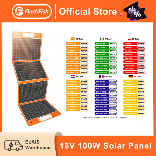 FF FlashFish 100W Foldable Solar Panel 18V For Power Stations