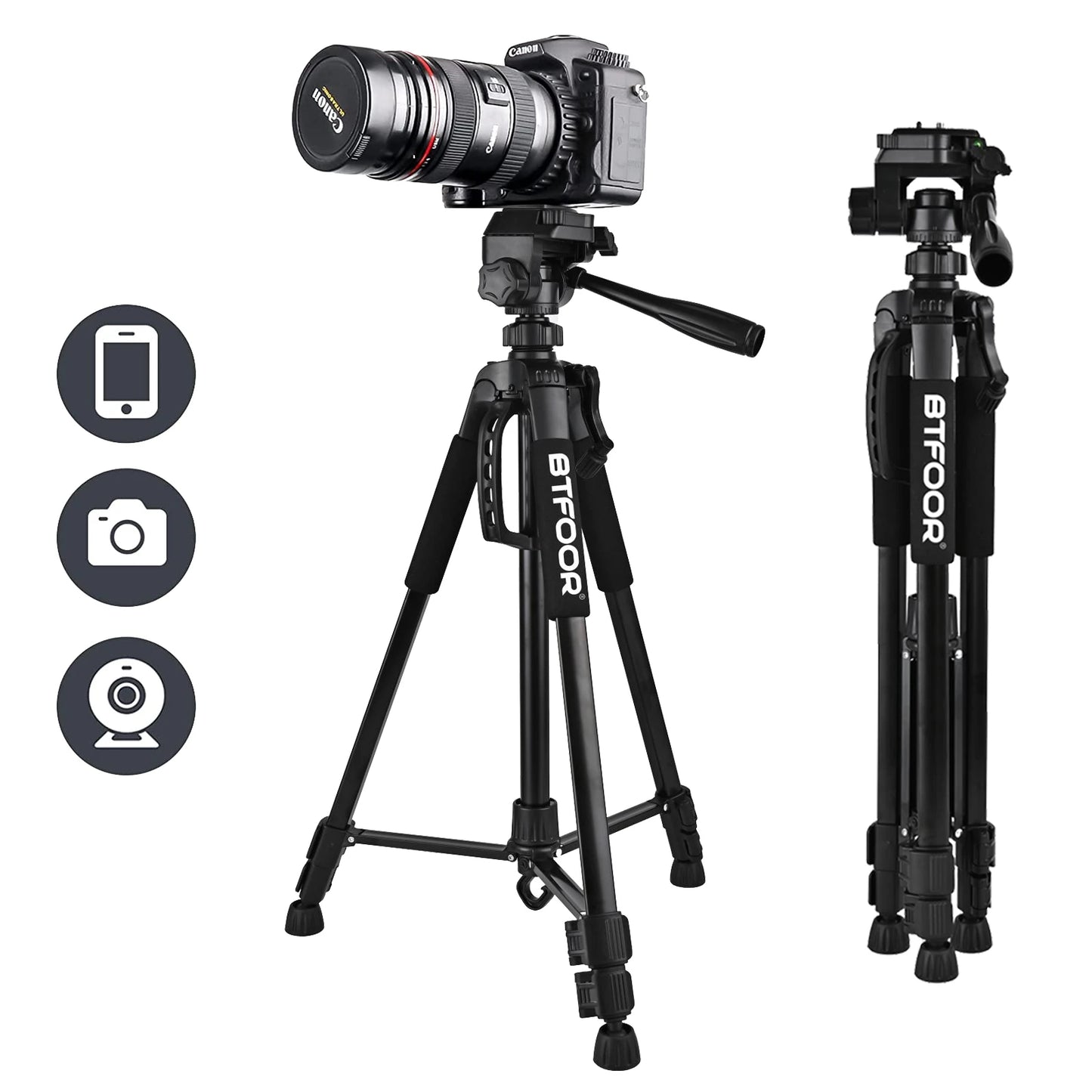 BAODEL Travel Digital Camera Tripod Pan Head Phone Mount DSLR