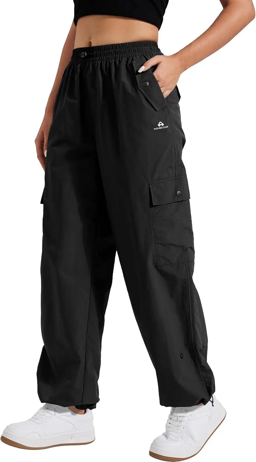 Pioneer Camp Womens Parachute Cargo Pants Baggy High Waisted Quick Dry Hiking