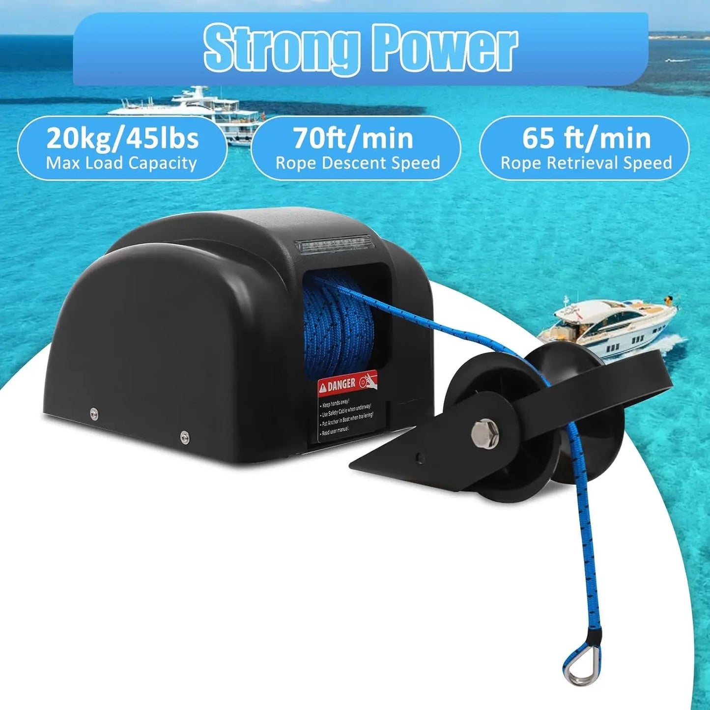 Bymaocar Electric Boat Anchor Winch Kit 12V With Remote Control