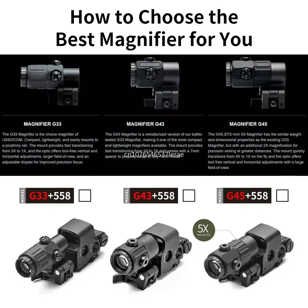 558 Holographic Red Dot Sight For G43 G33 With Magnifier