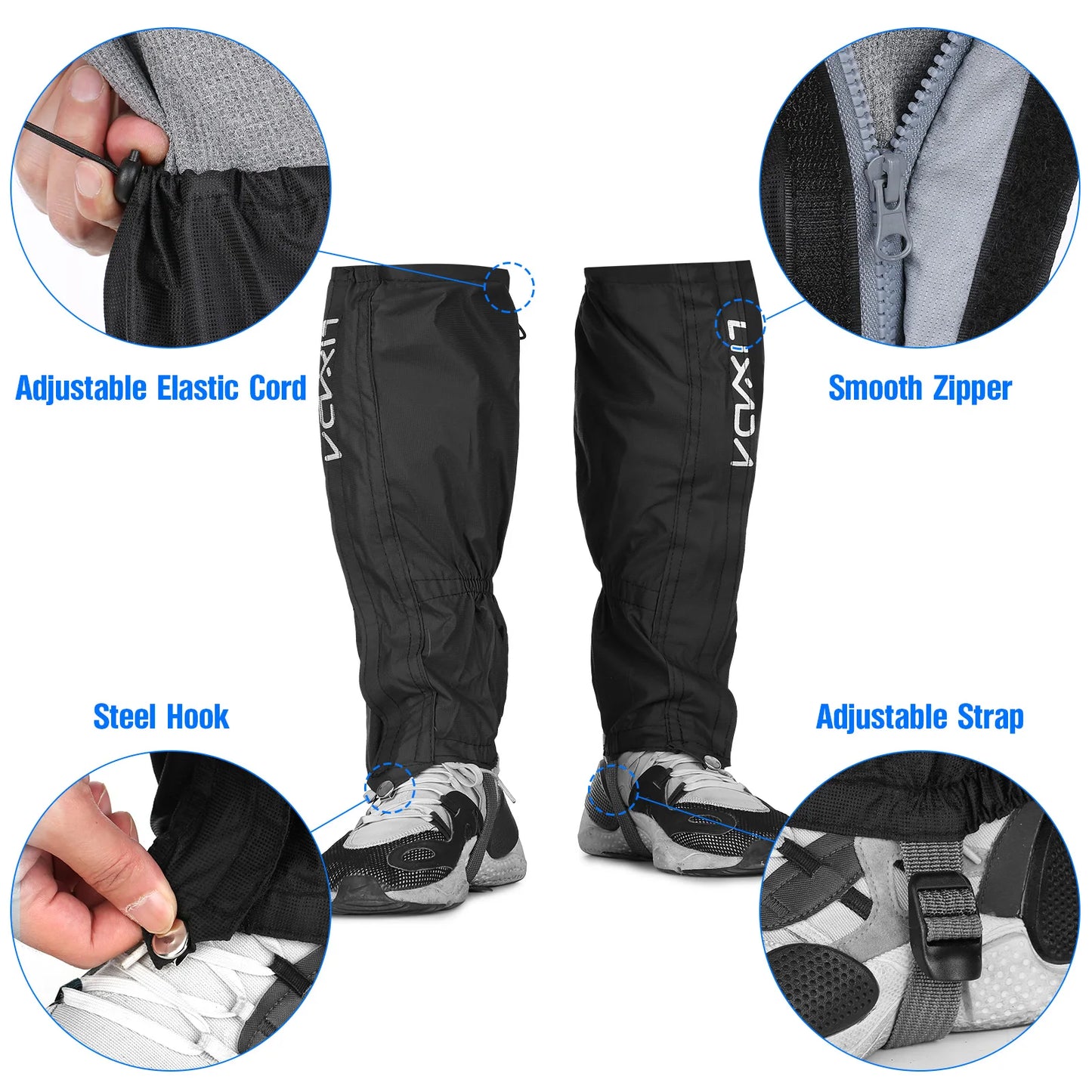 Lixada Gaiters Waterproof Snow Windproof Hiking Camping Shoe Covers