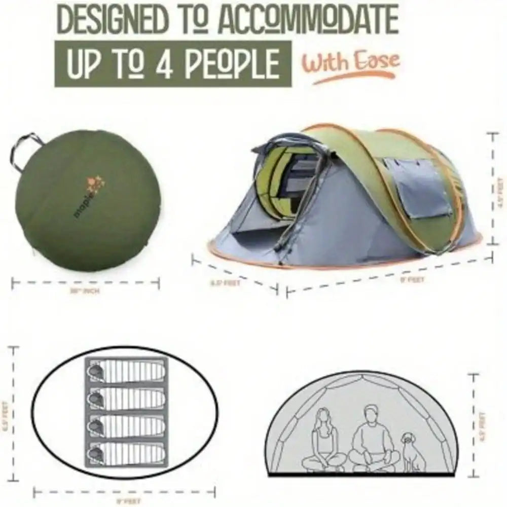 Camping Tent Two Door Pop Up Waterproof UPF50 Set Up