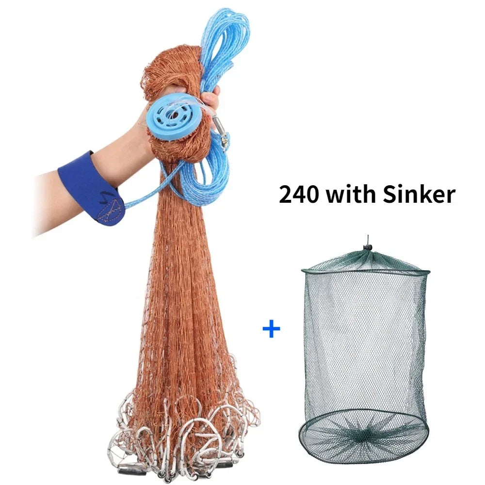 Hand Cast Net for Fishing With Sinker Options