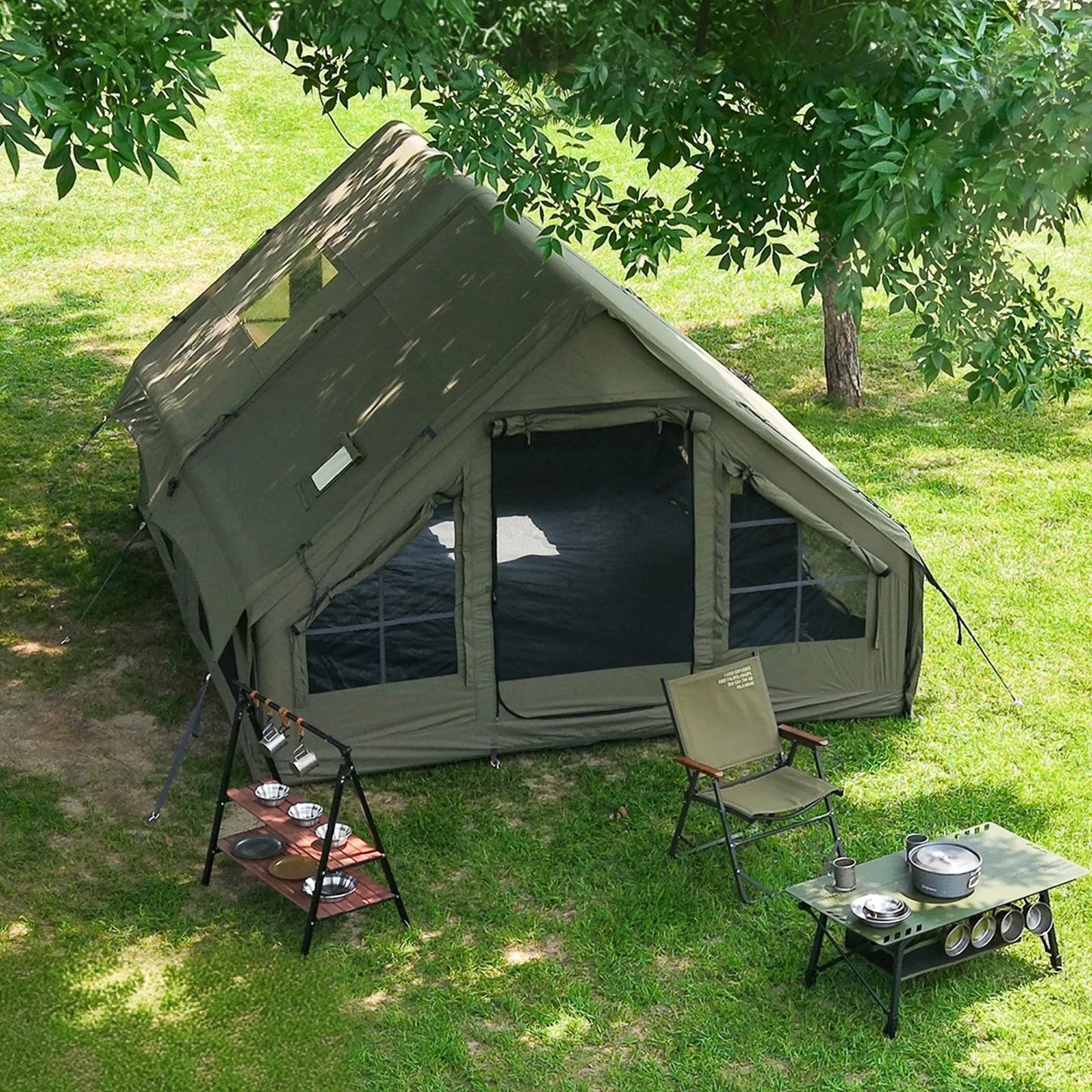 SENLEETO Waterproof Inflatable Camping Tent 4 Season Glamping With Chimney