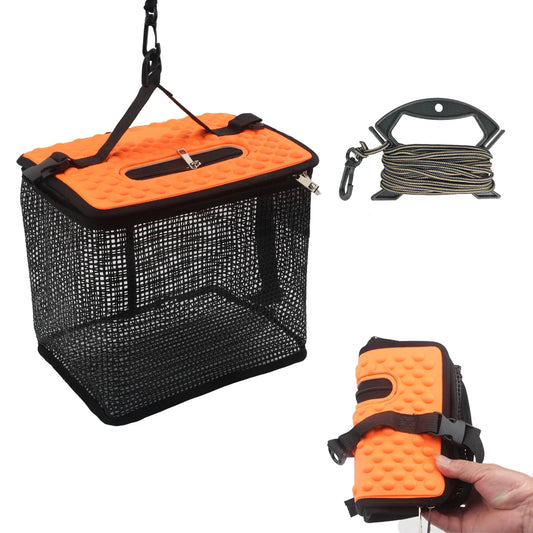 Floating Fish Basket Collapsible Minnow Bucket Portable Mesh For Catching Fish