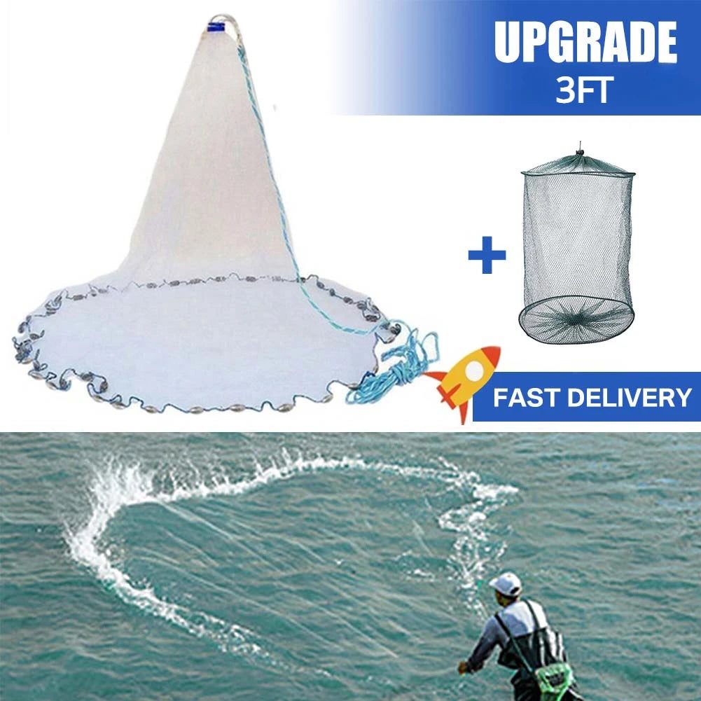 American Saltwater Casting Net For Bait With Heavy Sinker