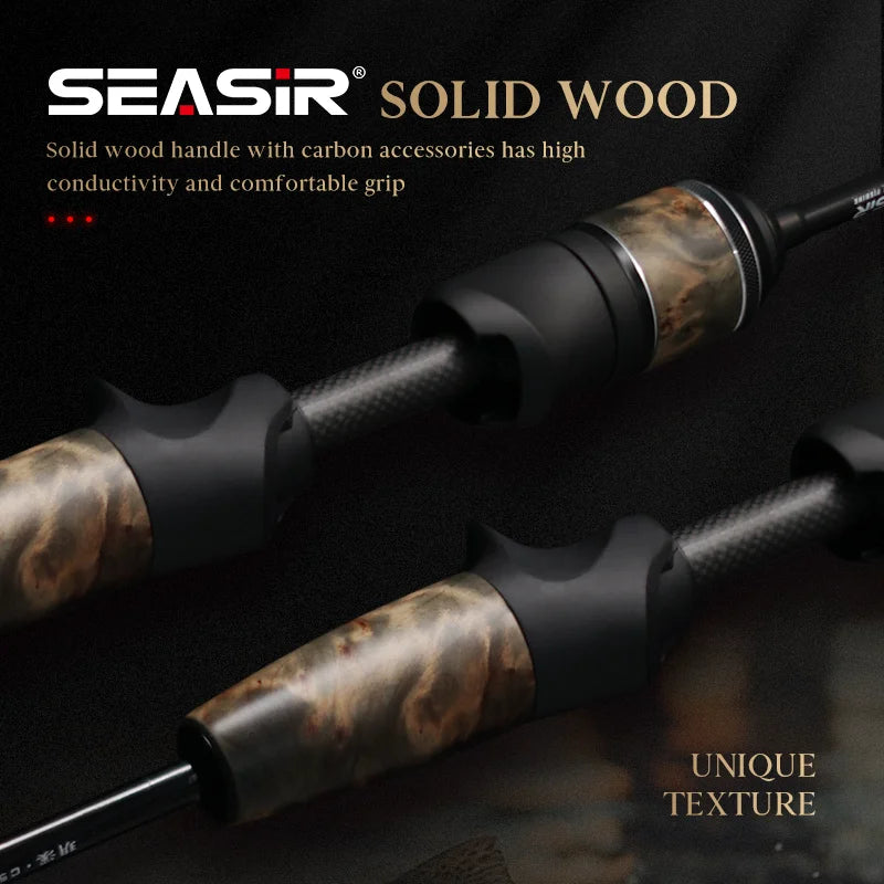 SeaSir Ultralight Carbon Fishing Rods With Solid Wood Handle 1-10g