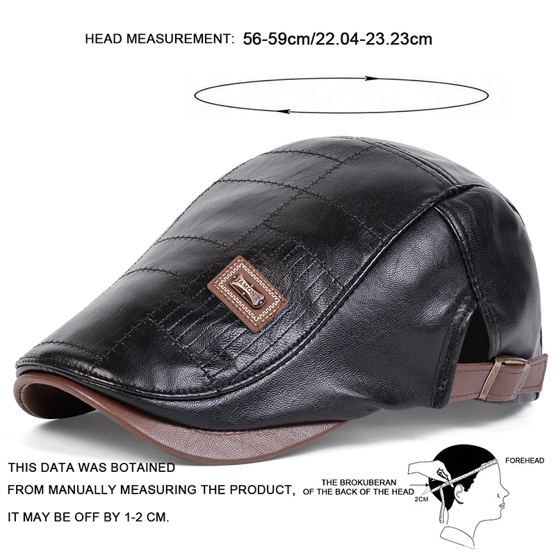 JAMONT Men PU Leather Newsboy Caps Vintage Flat Hat