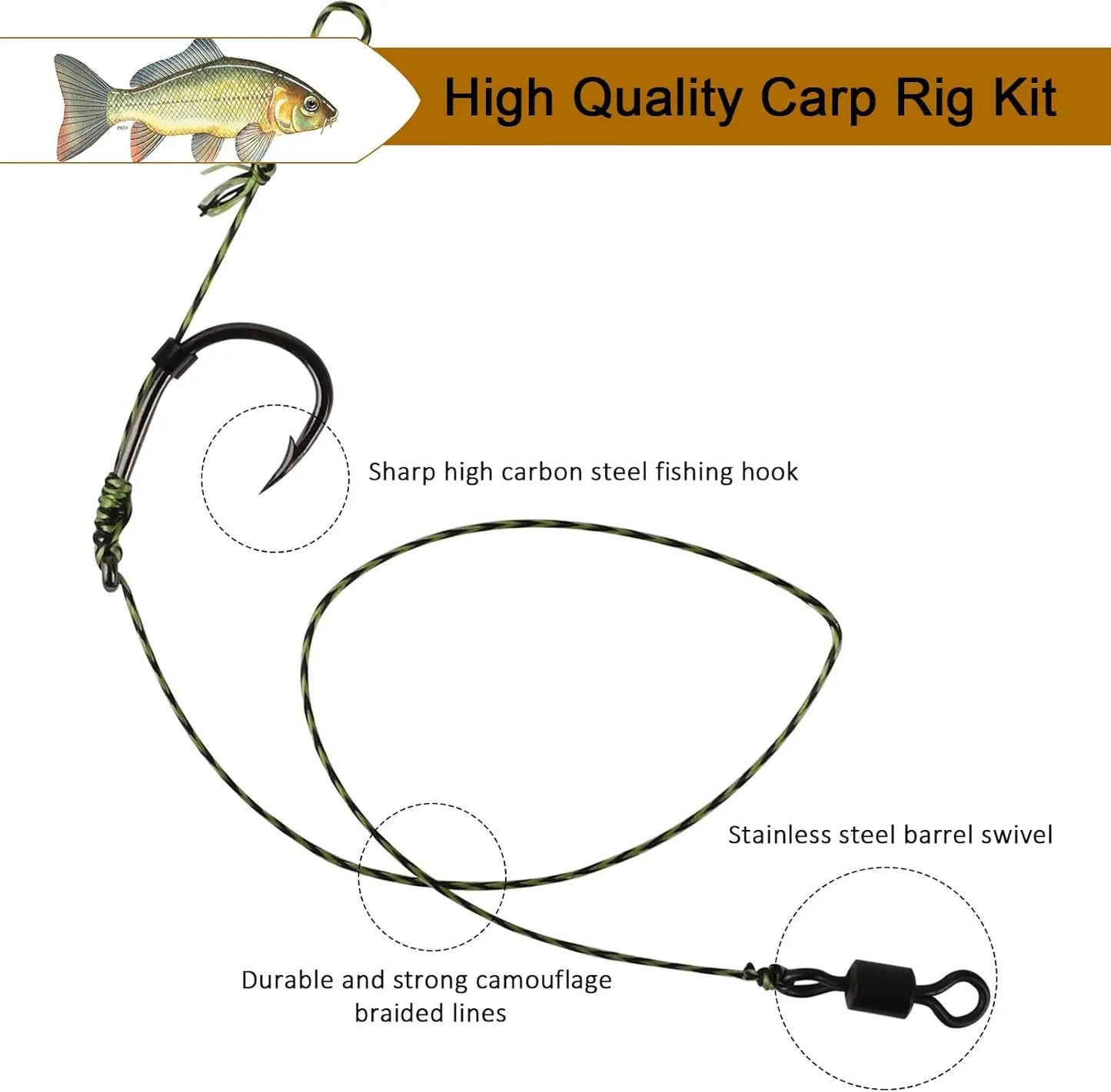 DOVESUN Carp Rig Kit With Heavy Barbed Hooks And Baits