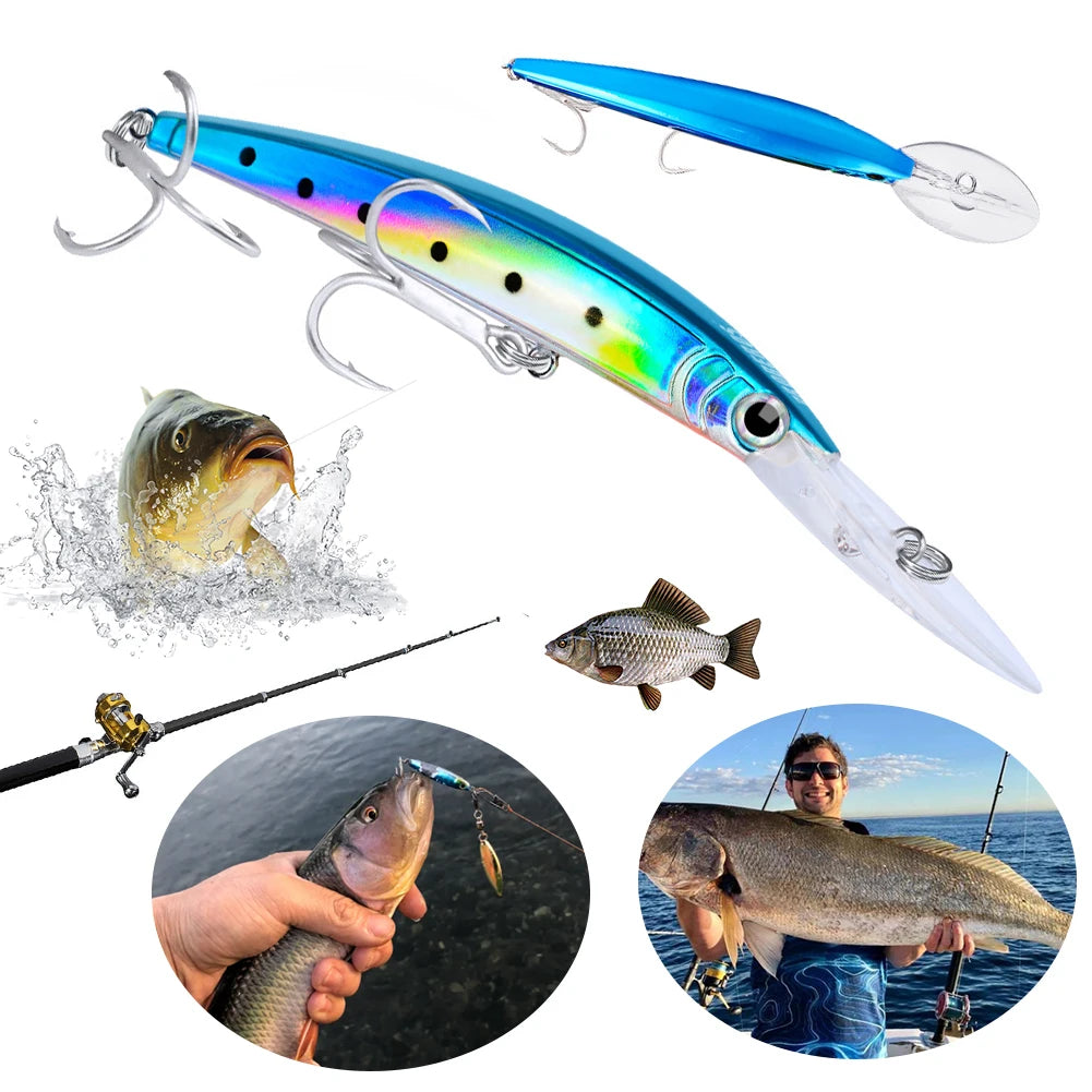 Plastic Minnow Hard Baits With Hooks For Saltwater Fishing Bait